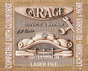 DAD'S GARAGE 3d illusion & laser-ready files 3DWave.us